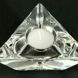 Orrefors Crystal Tea Light Candle Holder Triangle